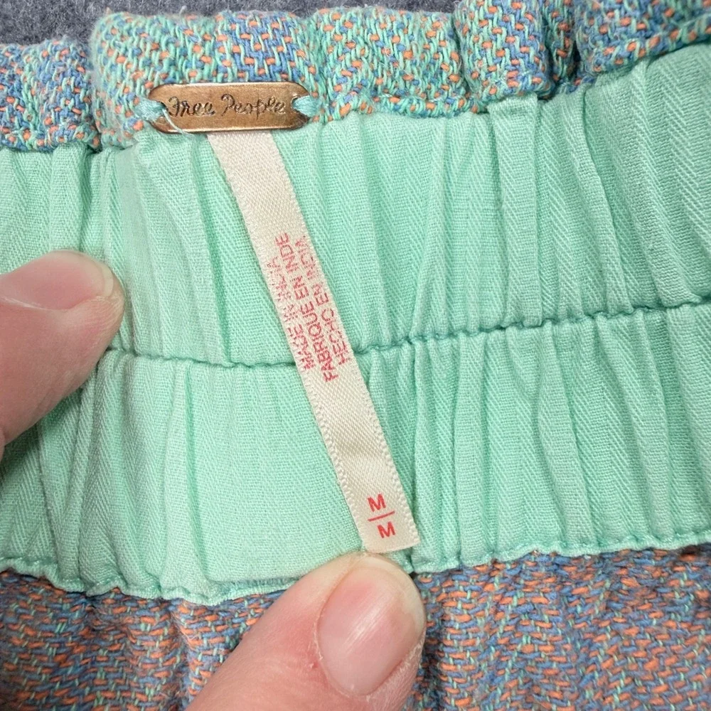 Free People Striped Paperbag Waist Shorts Mint Green Blue OB1921255 Medium